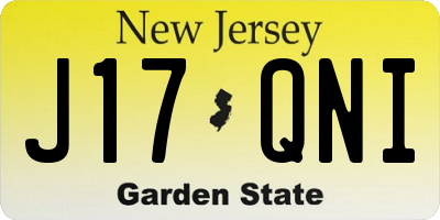 NJ license plate J17QNI