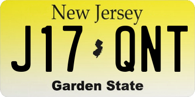 NJ license plate J17QNT