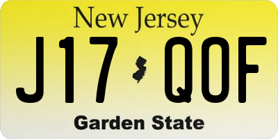 NJ license plate J17QOF