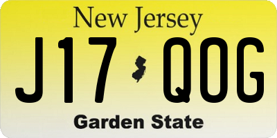NJ license plate J17QOG