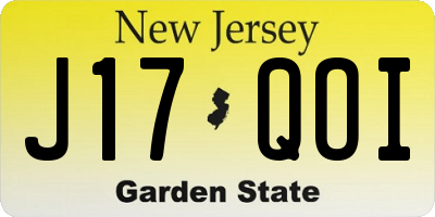 NJ license plate J17QOI
