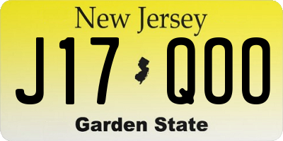 NJ license plate J17QOO