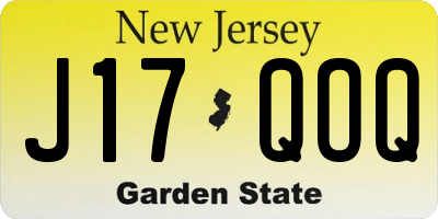 NJ license plate J17QOQ