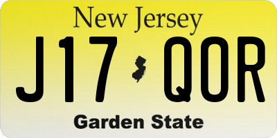 NJ license plate J17QOR