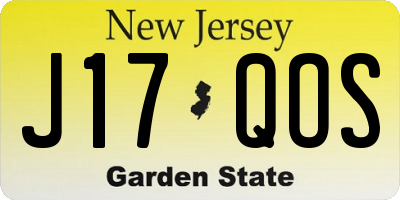 NJ license plate J17QOS