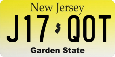 NJ license plate J17QOT