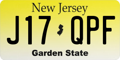 NJ license plate J17QPF