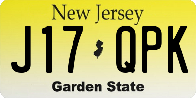 NJ license plate J17QPK