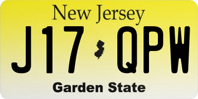 NJ license plate J17QPW