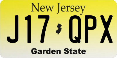 NJ license plate J17QPX