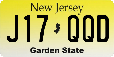 NJ license plate J17QQD