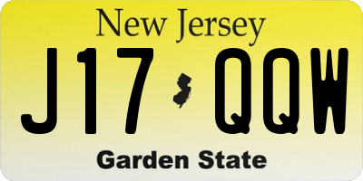 NJ license plate J17QQW