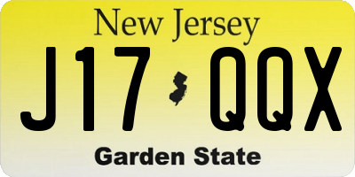 NJ license plate J17QQX