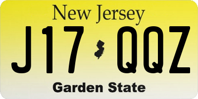 NJ license plate J17QQZ
