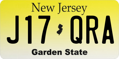 NJ license plate J17QRA