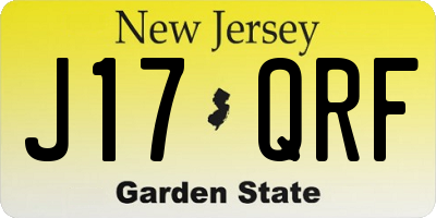 NJ license plate J17QRF