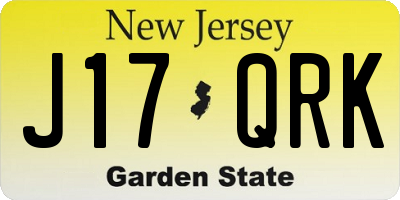 NJ license plate J17QRK