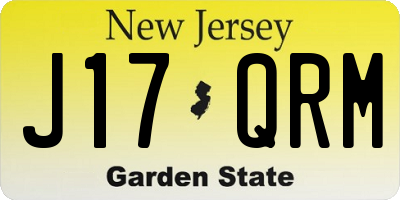 NJ license plate J17QRM