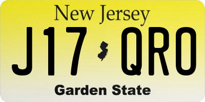 NJ license plate J17QRO
