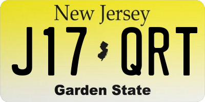 NJ license plate J17QRT