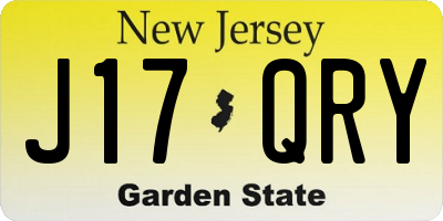 NJ license plate J17QRY