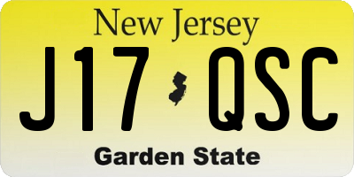 NJ license plate J17QSC
