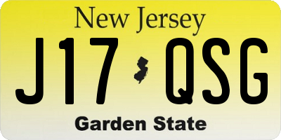 NJ license plate J17QSG
