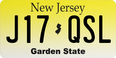 NJ license plate J17QSL