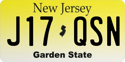 NJ license plate J17QSN