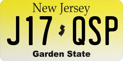 NJ license plate J17QSP