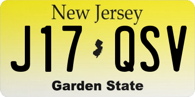 NJ license plate J17QSV
