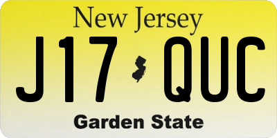 NJ license plate J17QUC