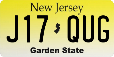 NJ license plate J17QUG