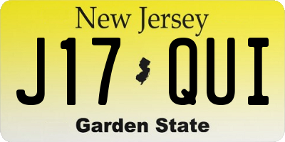 NJ license plate J17QUI