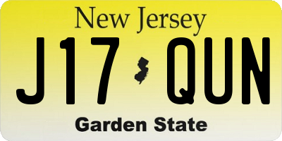 NJ license plate J17QUN