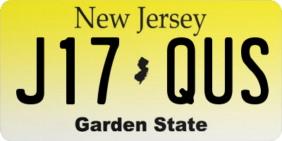 NJ license plate J17QUS