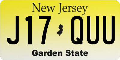 NJ license plate J17QUU