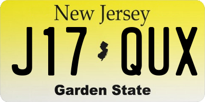 NJ license plate J17QUX