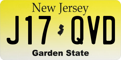 NJ license plate J17QVD