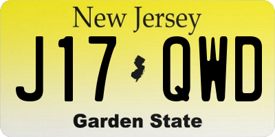 NJ license plate J17QWD