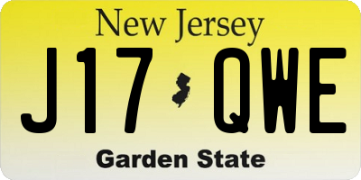 NJ license plate J17QWE