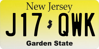 NJ license plate J17QWK
