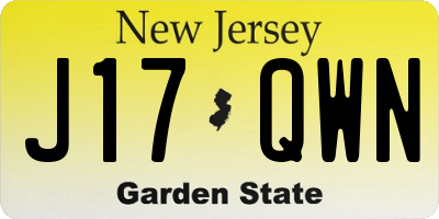 NJ license plate J17QWN