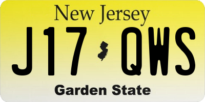 NJ license plate J17QWS