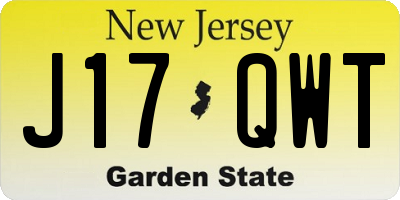 NJ license plate J17QWT