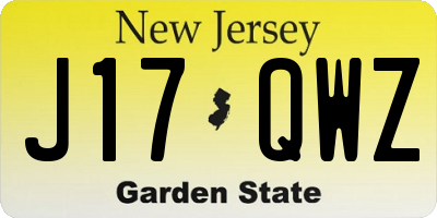 NJ license plate J17QWZ
