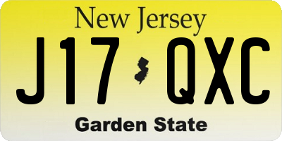 NJ license plate J17QXC