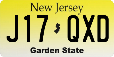 NJ license plate J17QXD