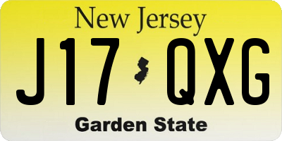 NJ license plate J17QXG