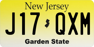NJ license plate J17QXM